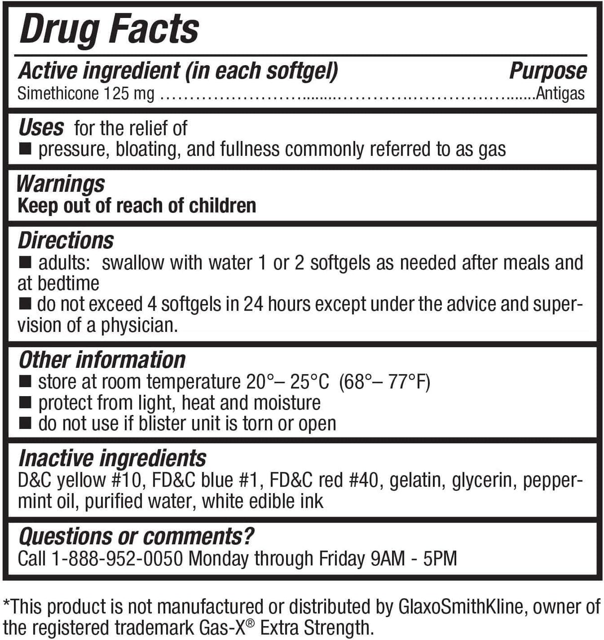 HealthA2Z® Gas Relief Simethicone, 125mg, Bloating & Gas, 72 unidades