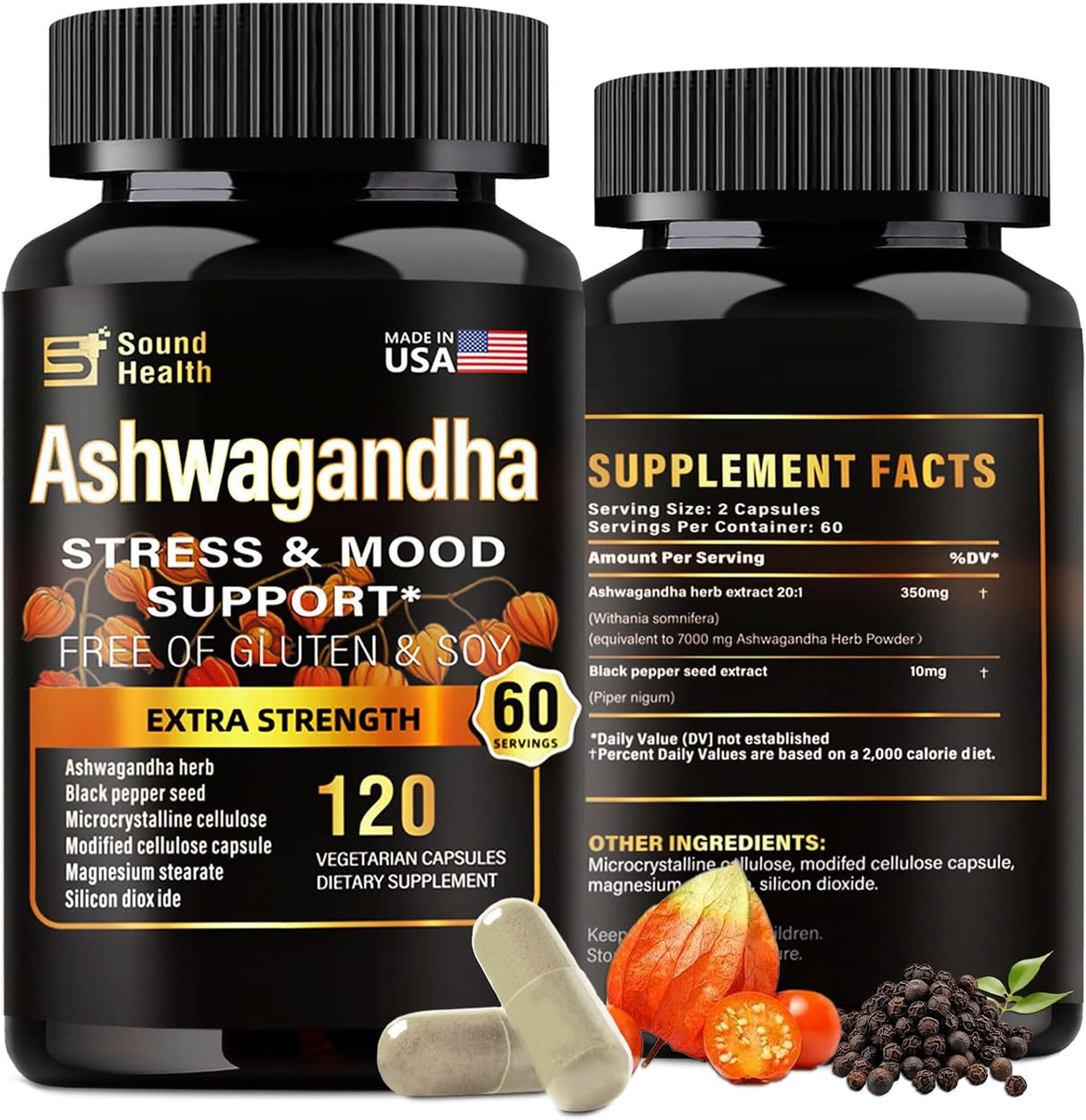 Cápsulas Orgánicas de Ashwagandha - 7000mg - 120 Cápsulas