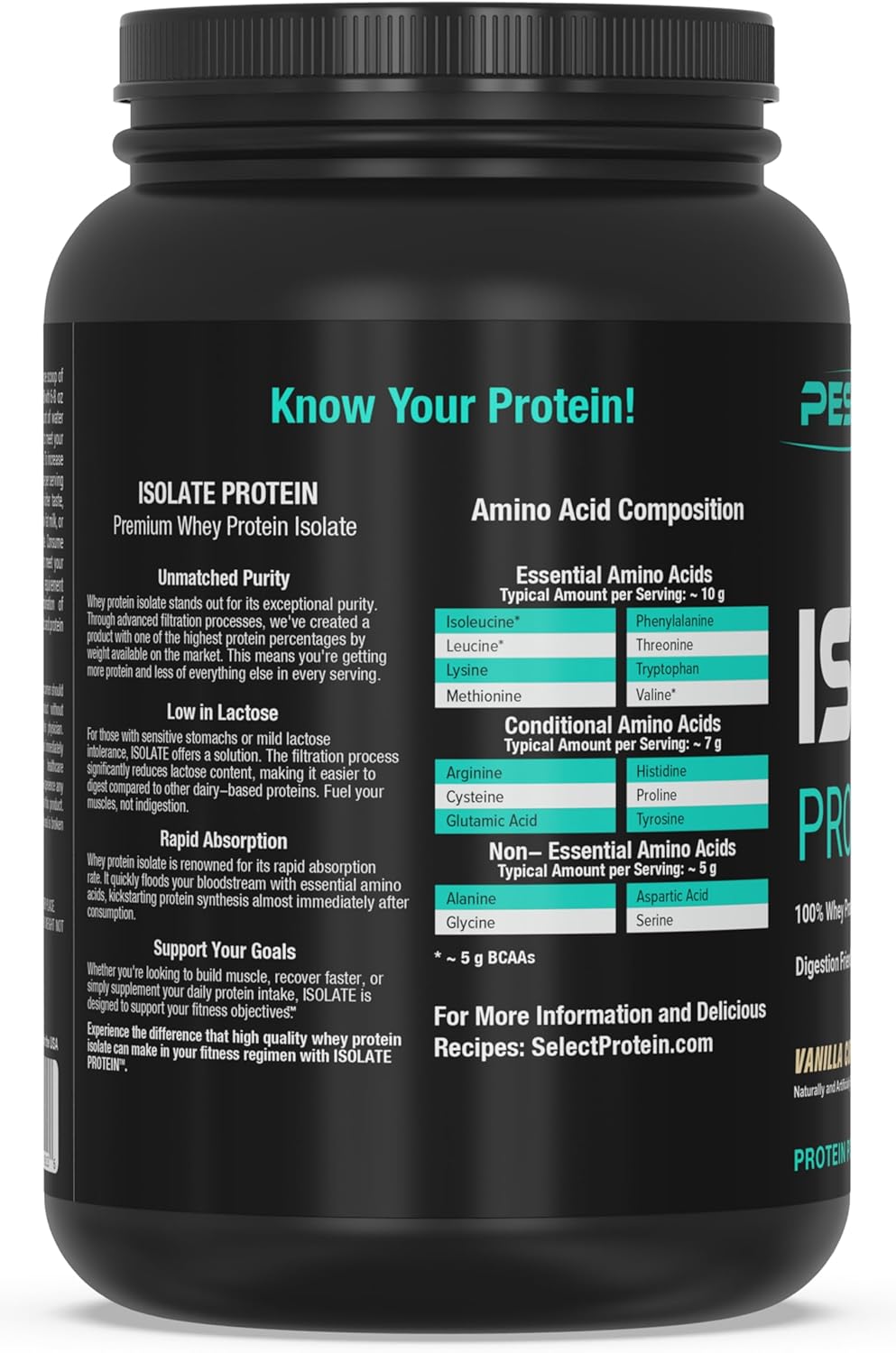 Proteína de suero aislada PEScience, baja en carb, 27 serv