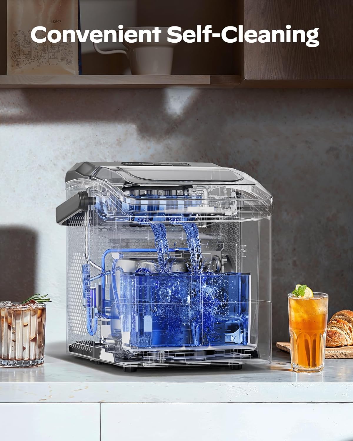 Máquina de Hielo Portátil, 26 lbs/día, 9 Cubos en 6 Min.