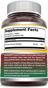 Suplemento Hierro como sulfato ferroso 65 mg 240 tabletas