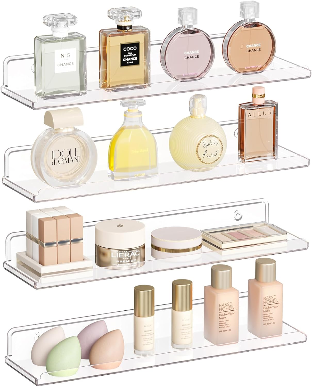 Estantes Flotantes Lifewit para Perfume, 4 Pack, 15 Clear