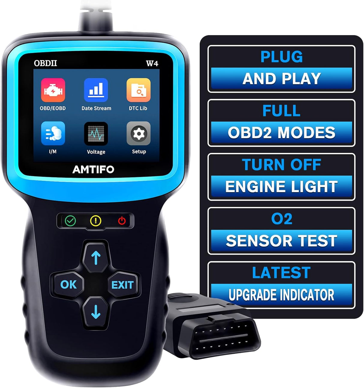 Escáner OBD2 con datos en vivo, Negro ‎W4 AMTIFO