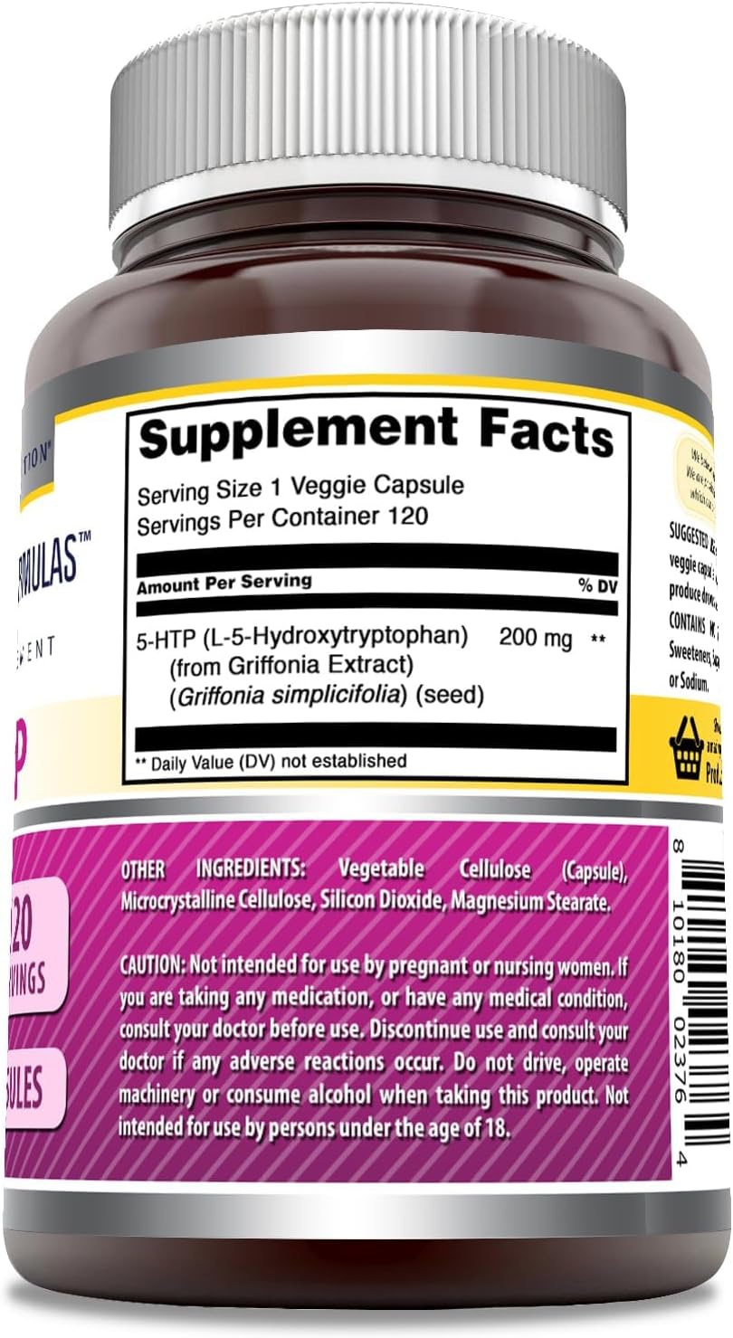 Suplemento 5 HTP Amazing Formulas 200 mg Veggie 120 Cápsulas