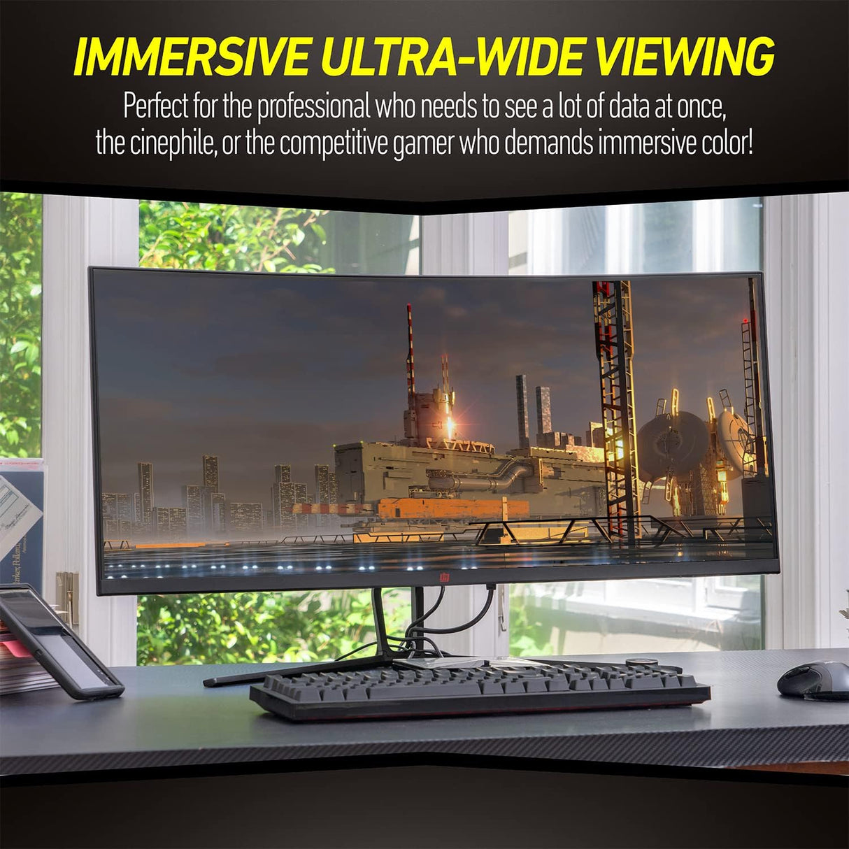 Monitor ultraancho curvado para juegos Deco Gear