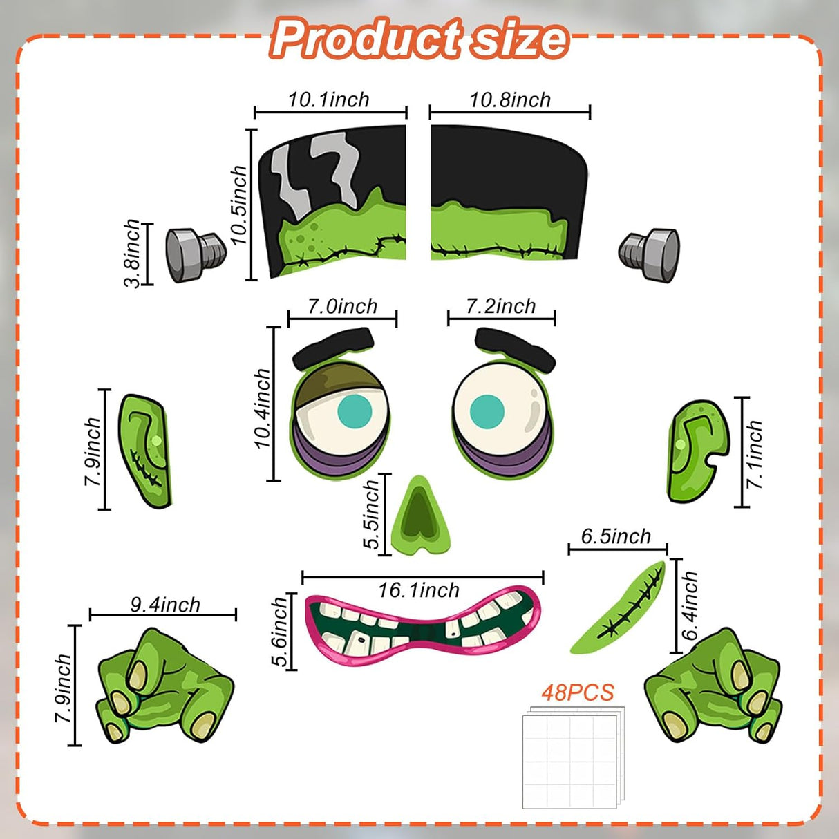 Kit de Decoraciones de Halloween para Autos, Monstruo con Ojos Grandes
