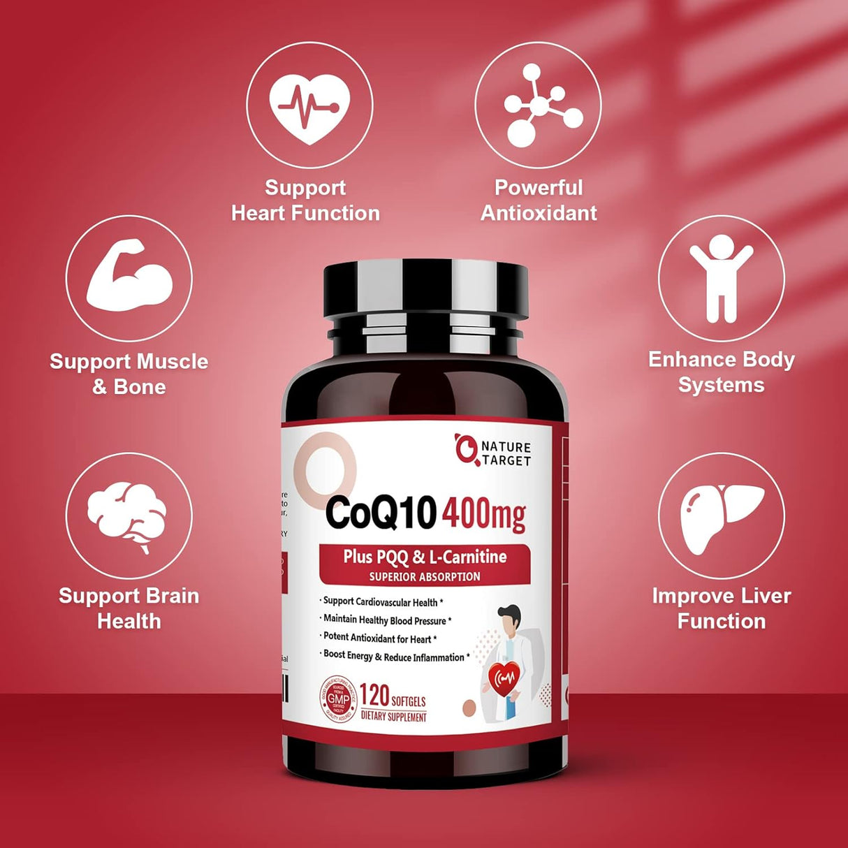 NATURE TARGET CoQ10 400mg con PQQ Omega-3 L-Carnitina