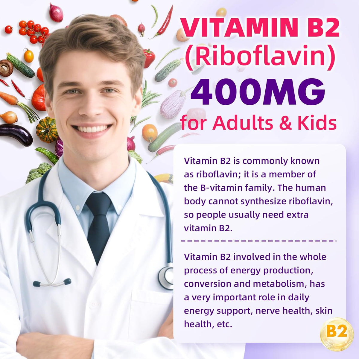 Gomitas de Vitamina B2 para niños y adultos, VIT B2 120