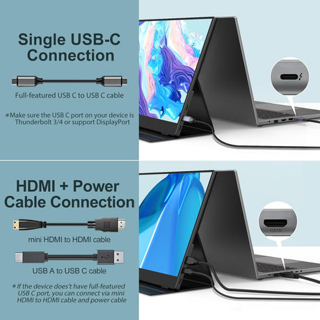 Monitor portátil InnoView 15.6 FHD, HDMI, USB-C, con altavoces