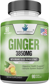 Suplemento orgánicas de raíz de jengibre de 3850 mg 90 und