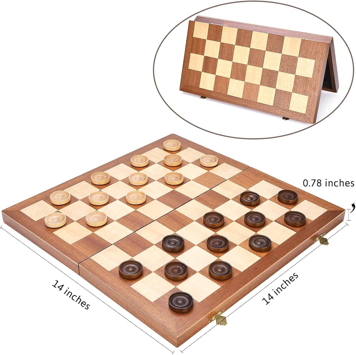 Juego de Damas VAMSLOVE 14 Plegable con Almacenaje, 8x8