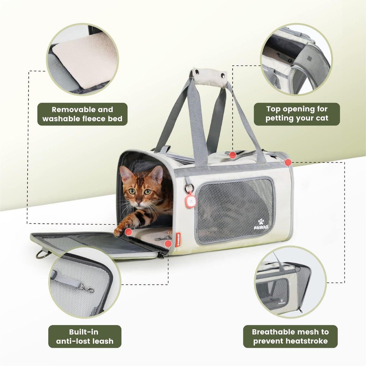 Transportín Pawaii para gatos, suave, plegable y cómodo.