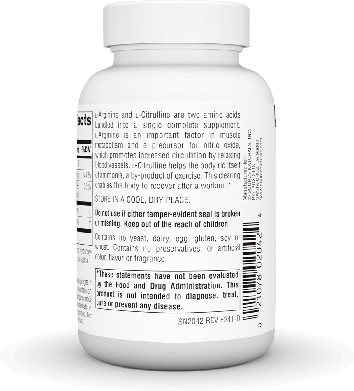 Suplemento Aminoácido L-Arginina L-Citrulina 1000mg - Source Naturals