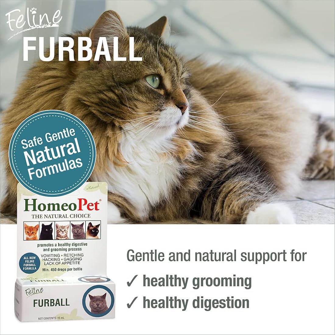Suplemento soporte natural para bolas de pelo de gato