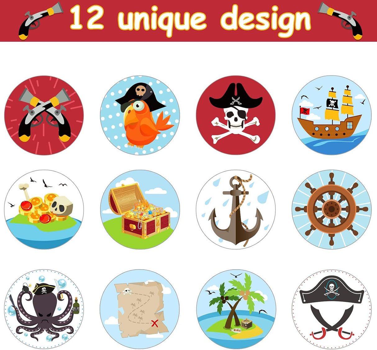 1000 Stickers de Piratas - Diversión y Decoración para Fiestas
