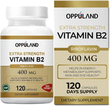 Suplemento de Vitamina B2 Riboflavina, 400 mg, 120 cápsulas