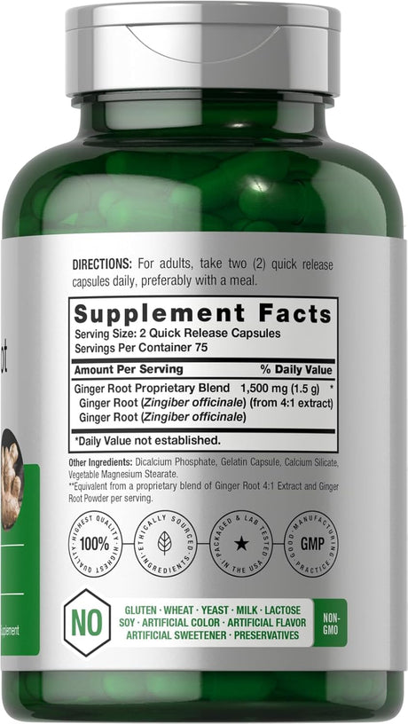 Suplemento de raíz de jengibre de 1500 mg  150 píldoras