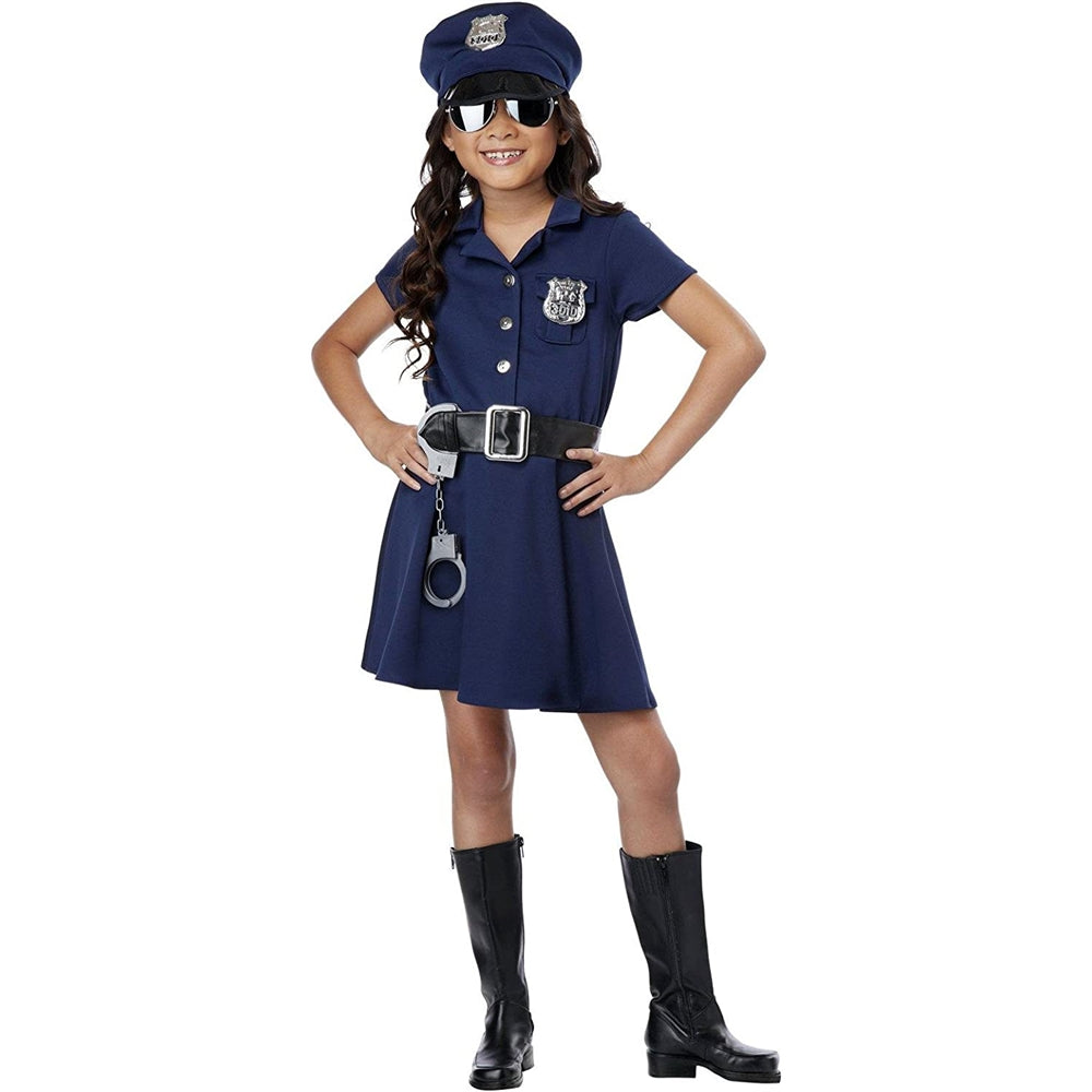 Disfraz de agente de policía para niña color azul talla L