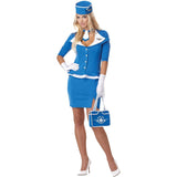 Disfraz de azafata retro para mujer azul talla L
