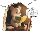 Sticker 3D Ratoncito, Arte Divertido, Brilla en la Oscuridad