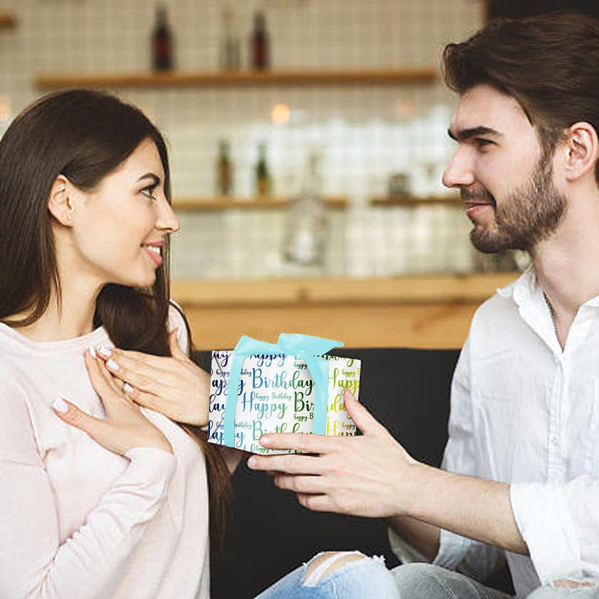 Papel de Regalo Larcenciel - 5 Hojas y 5 Cintas, 27.5x19.6in