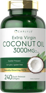 Aceite de coco extra virgen Carlyle 3000mg 240 cápsulas