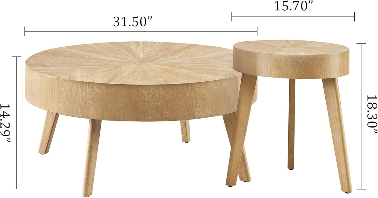 Juego de Mesas de Café Redondas de Madera para Sala