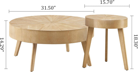 Juego de Mesas de Café Redondas de Madera para Sala