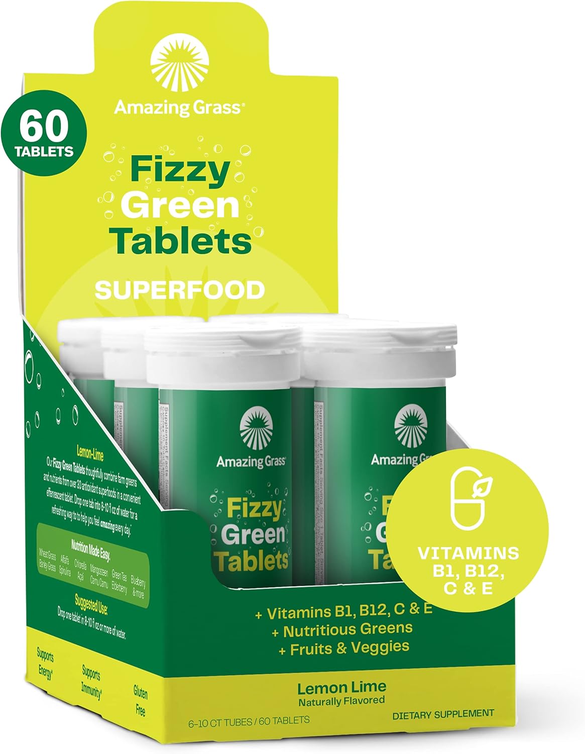 Suplemento fizzy  green Grass Tabletas efervescentes 6 pack