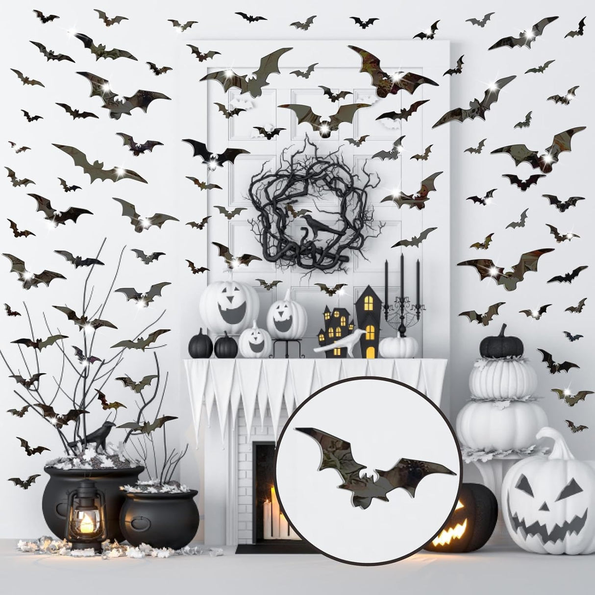 Stickers de Murciélago 3D Halloween, Decoración Removible