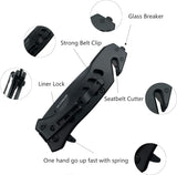Cuchillo de bolsillo plegable de apertura con bloqueo negro