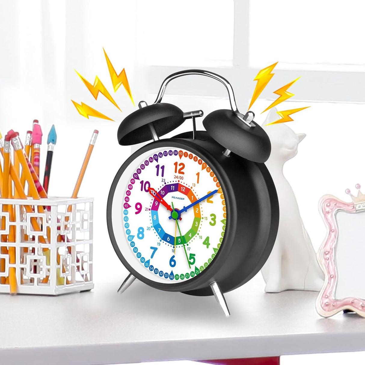 Reloj despertador analógico para niños, enseñanza del tiempo