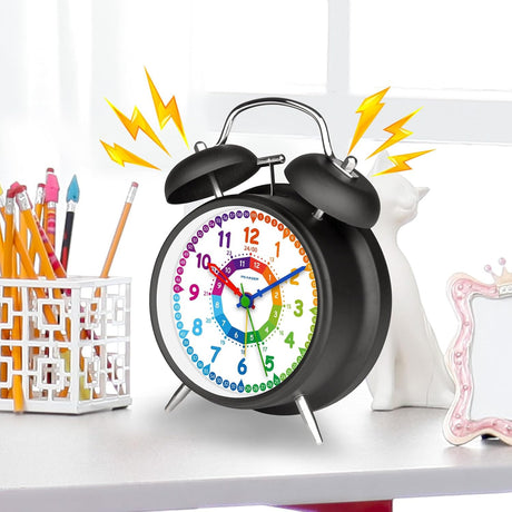 Reloj despertador analógico para niños, enseñanza del tiempo
