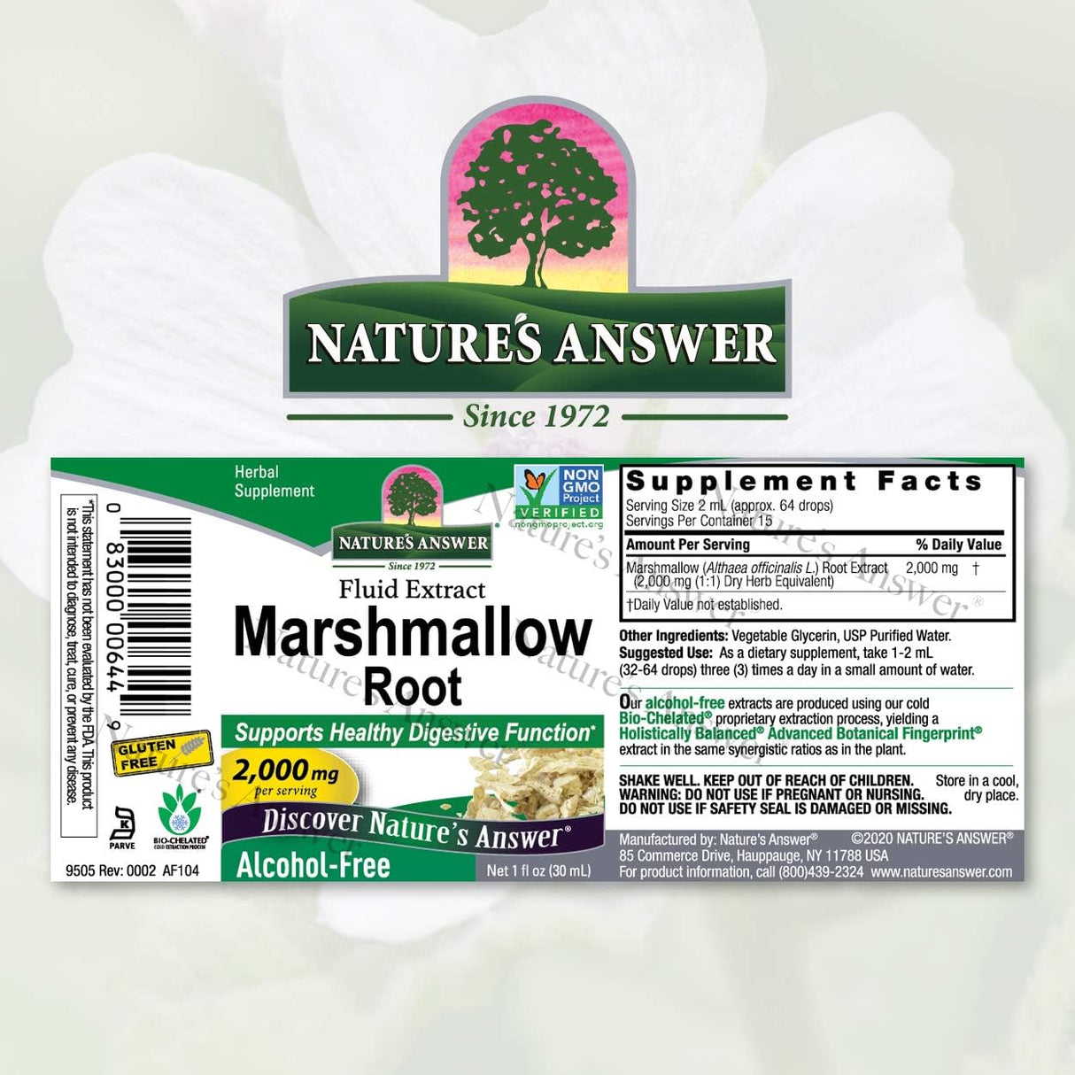 Suplemento Extracto de raíz de malvavisco sin alcohol 1 oz
