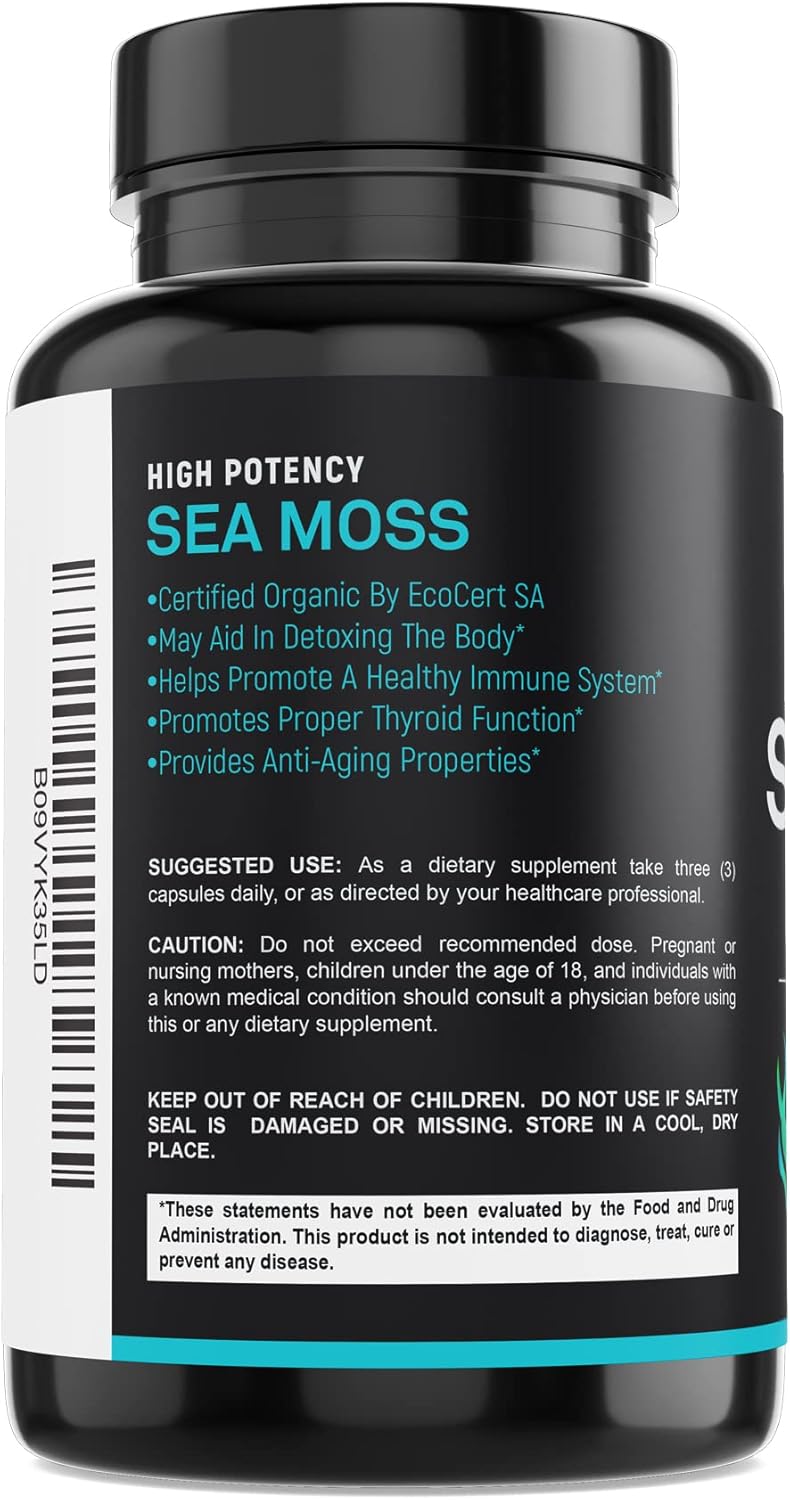 Cápsulas Orgánicas de Sea Moss 2250mg Irish Burdock 180