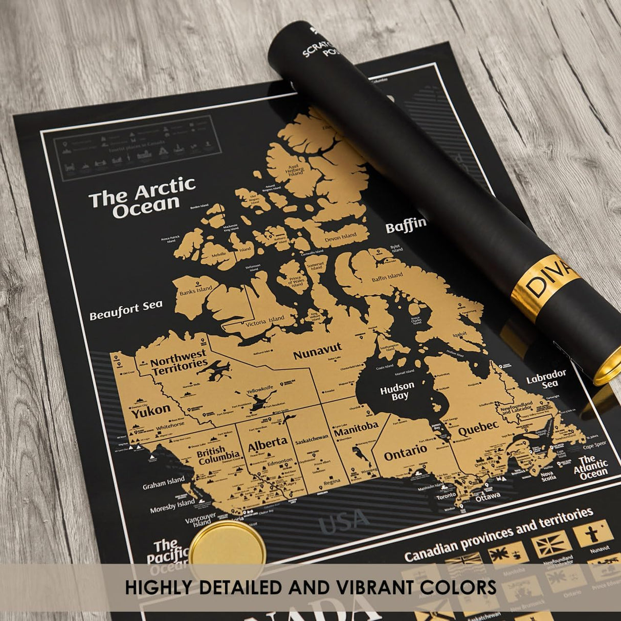 Póster Rascable de Canadá 24x16 con Parques Nacionales