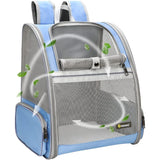 Mochila para transportar gatos cómoda y segura color azul