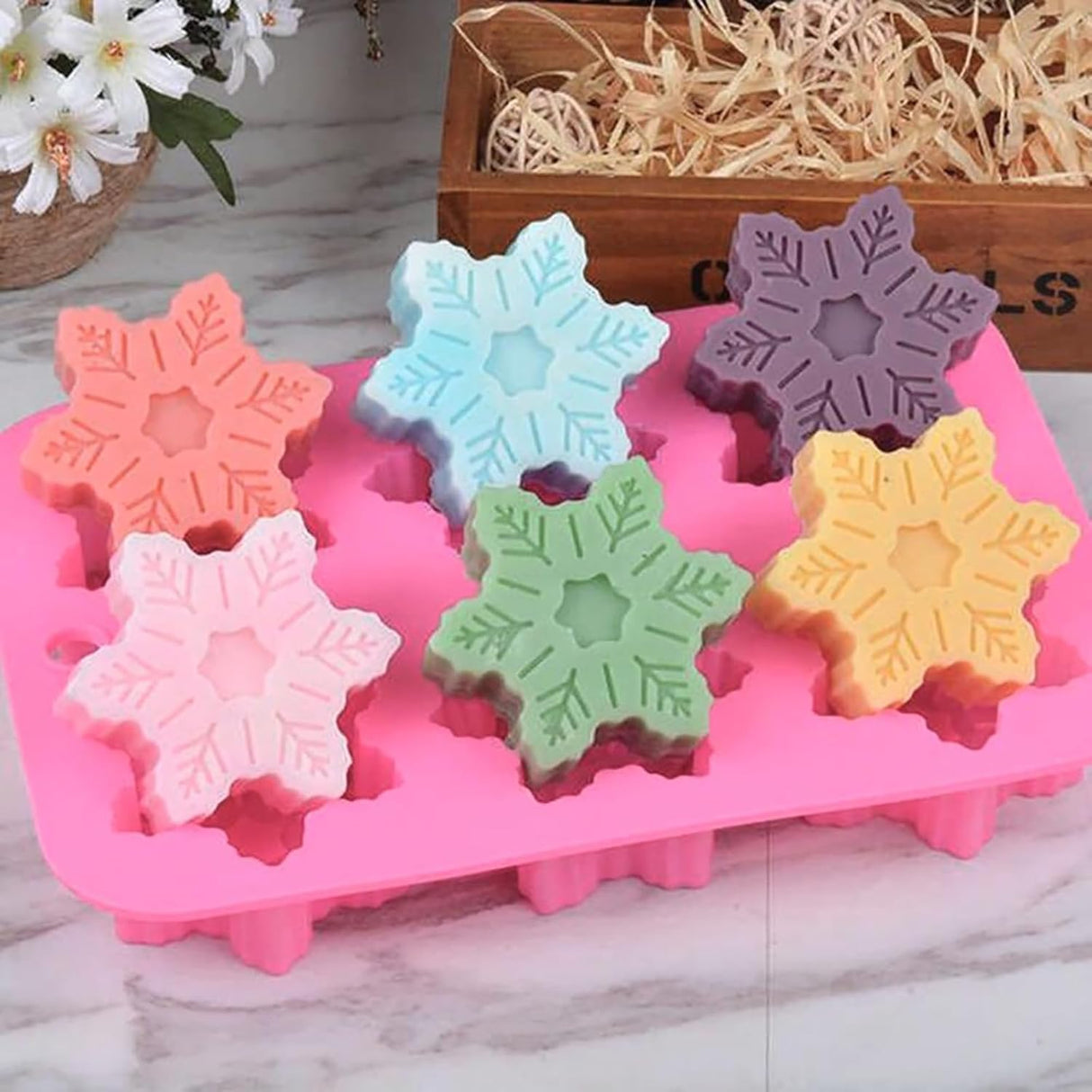 Moldes de Silicona para Nieve, 6 Cavidades, 2 Pcs, Navidad