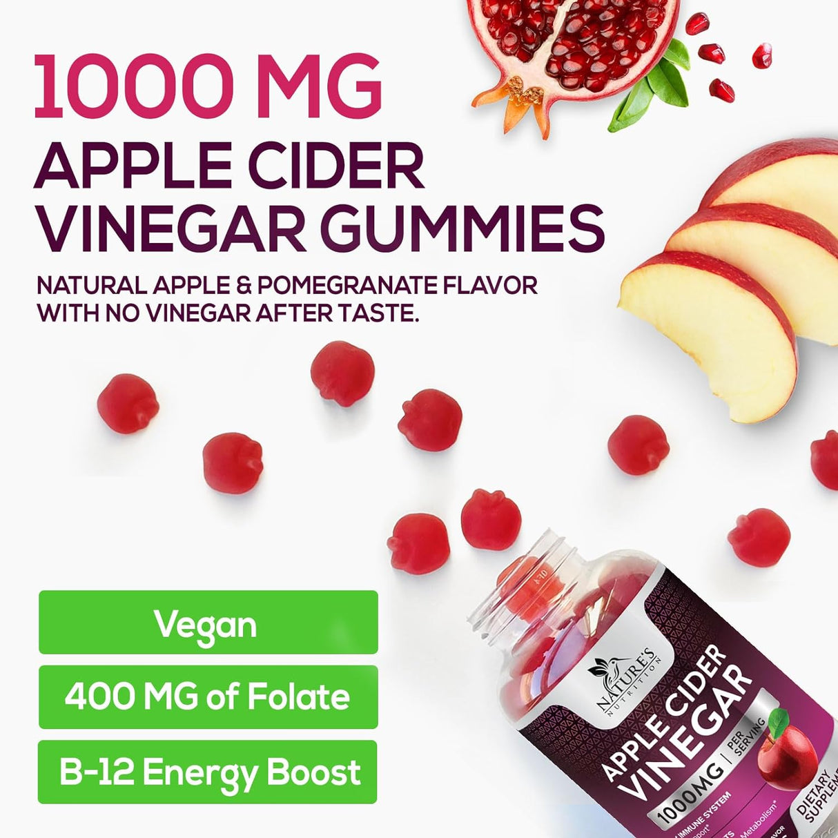 Suplemento Nature's Nutrition Gomitas de vinagre de manzana