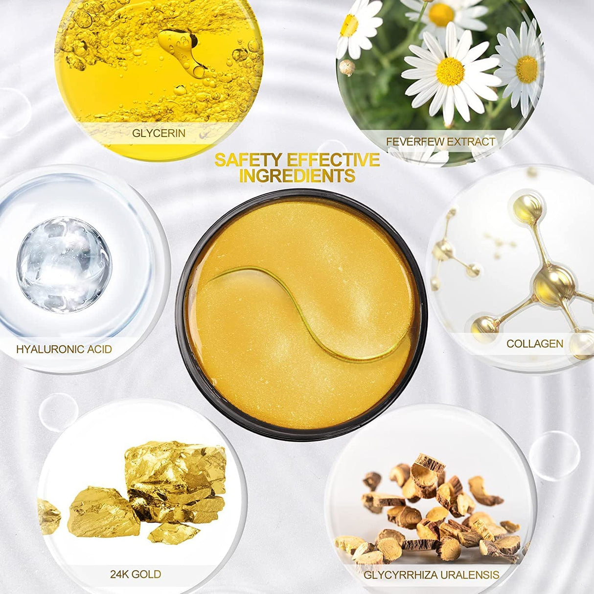 Parches para debajo de los ojos d oro de 24 quilates Fivewan