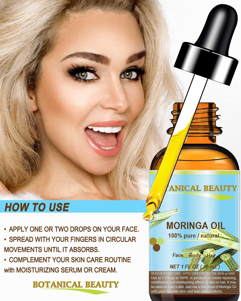 Aceite de Moringa Puro y Natural Prensado en Frío para Piel