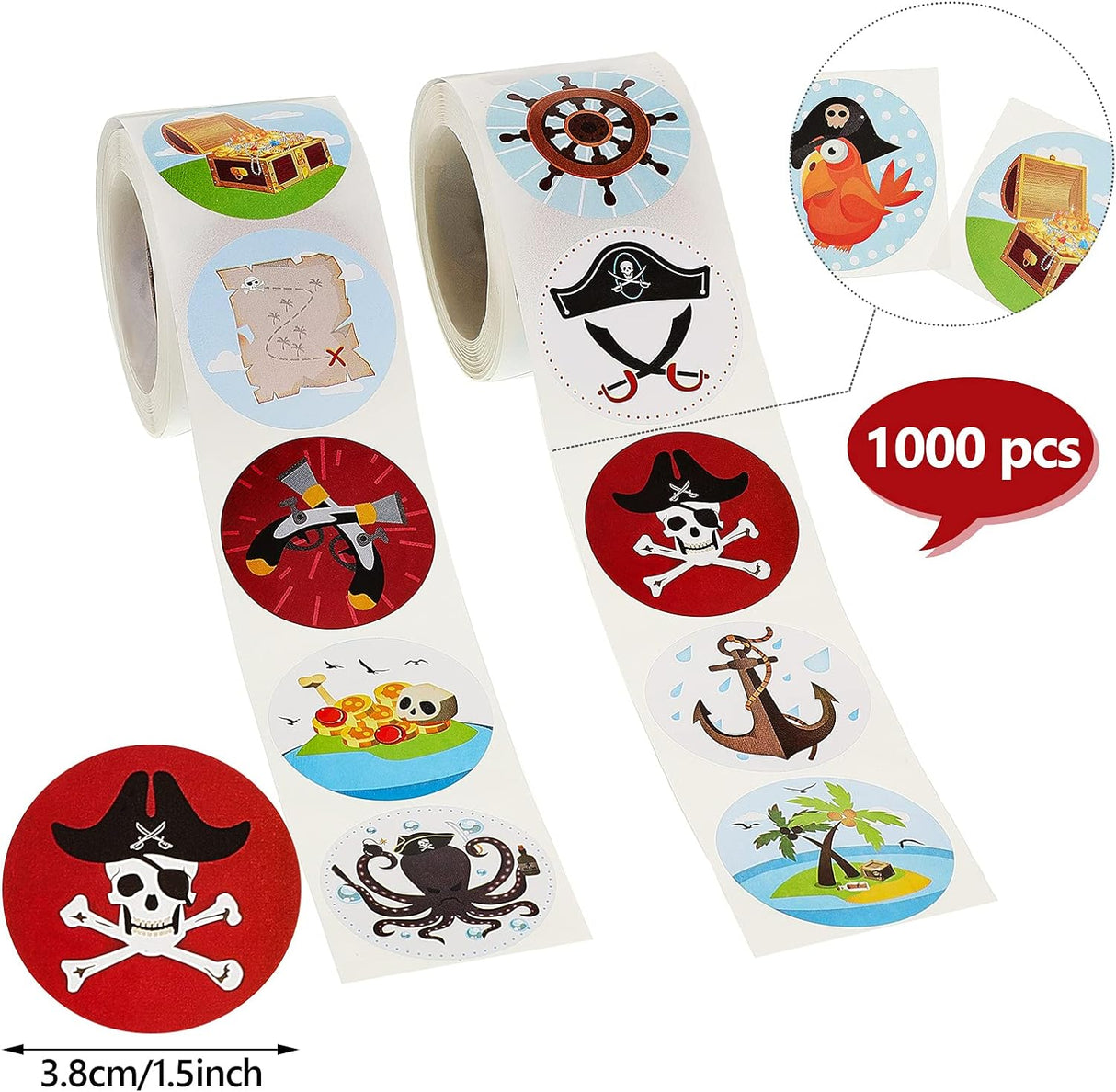 1000 Stickers de Piratas - Diversión y Decoración para Fiestas