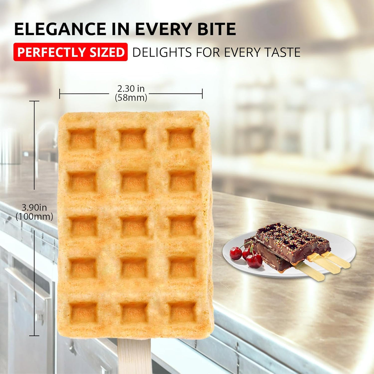Máquina de Waffles ALDKitchen, Acero Inoxidable, 6 Waffles