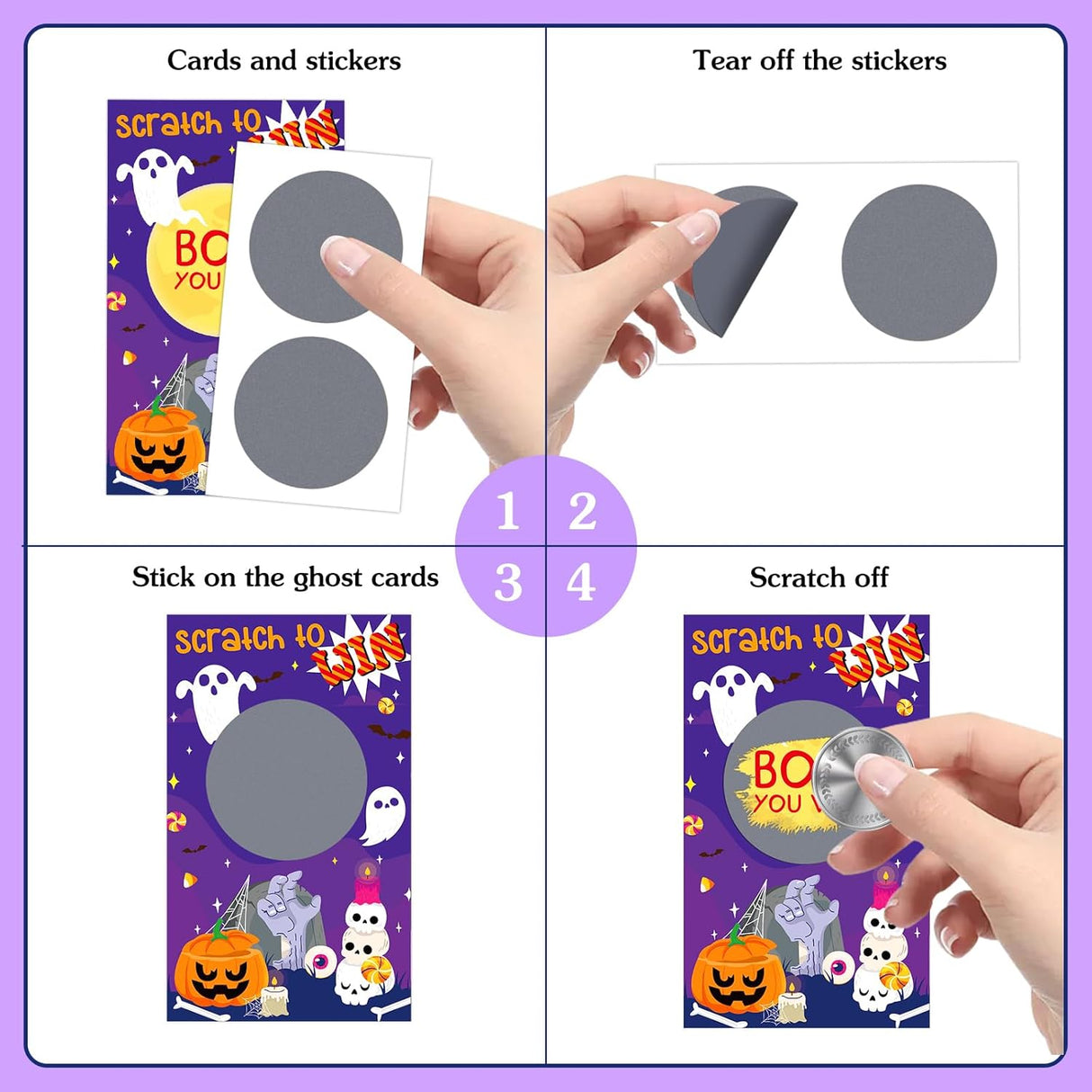 Tarjetas Rasca y Gana Halloween para Niños y Adultos