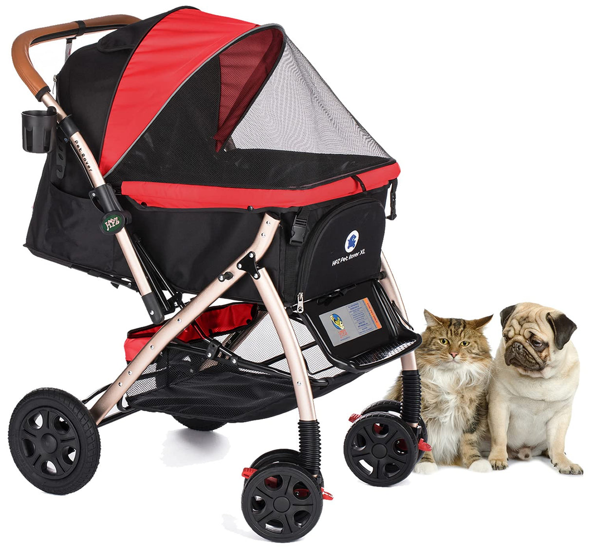 Carro de mascotas HPZ Pet Rover XL, resistente y convertible, 2ª Gen