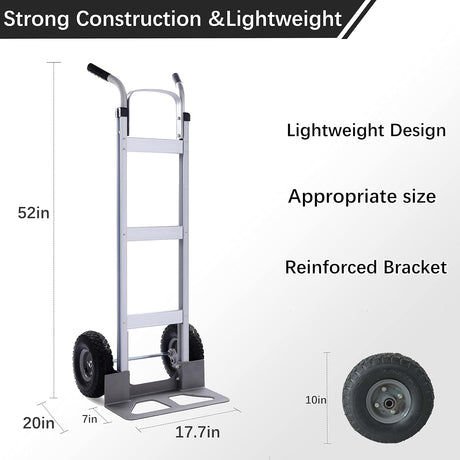 Carretilla de Aluminio LEADALLWAY 550lbs, Ruedas Inflables 10