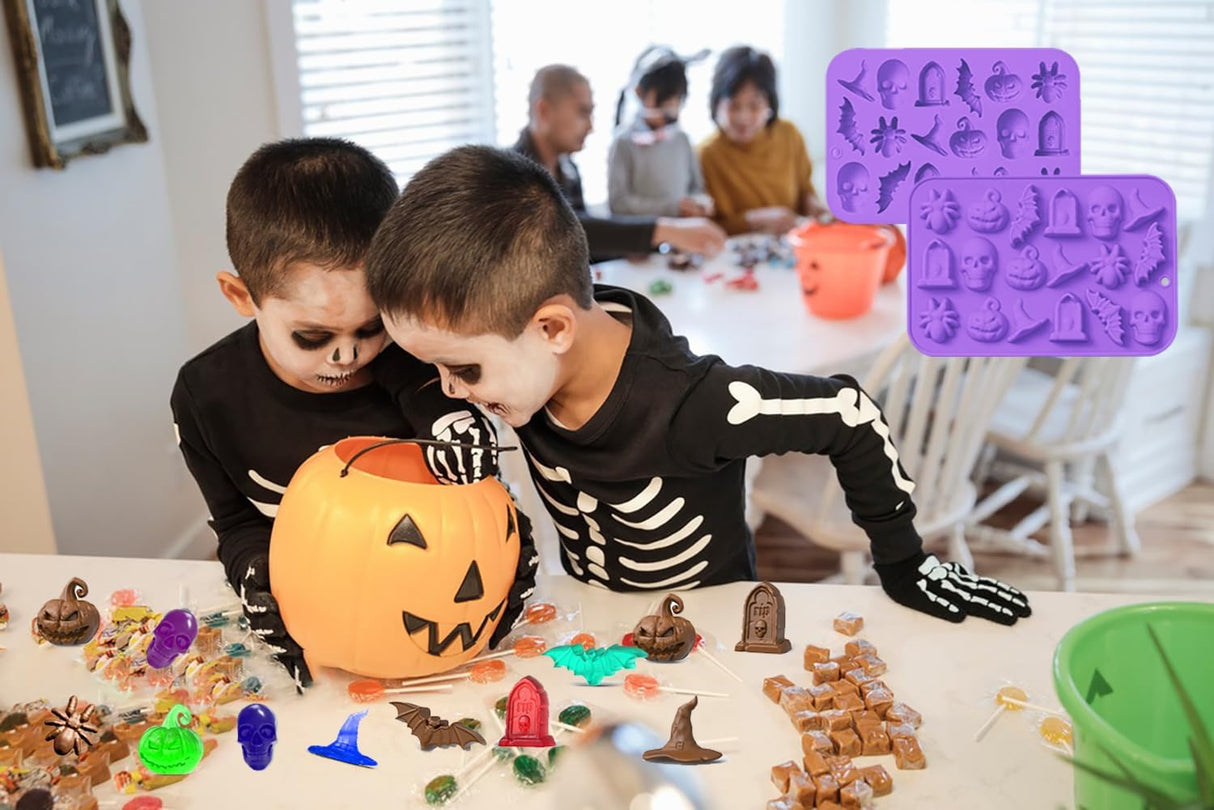 Molde de Silicona Halloween 2 Pack, 3D Calavera y Murciélago