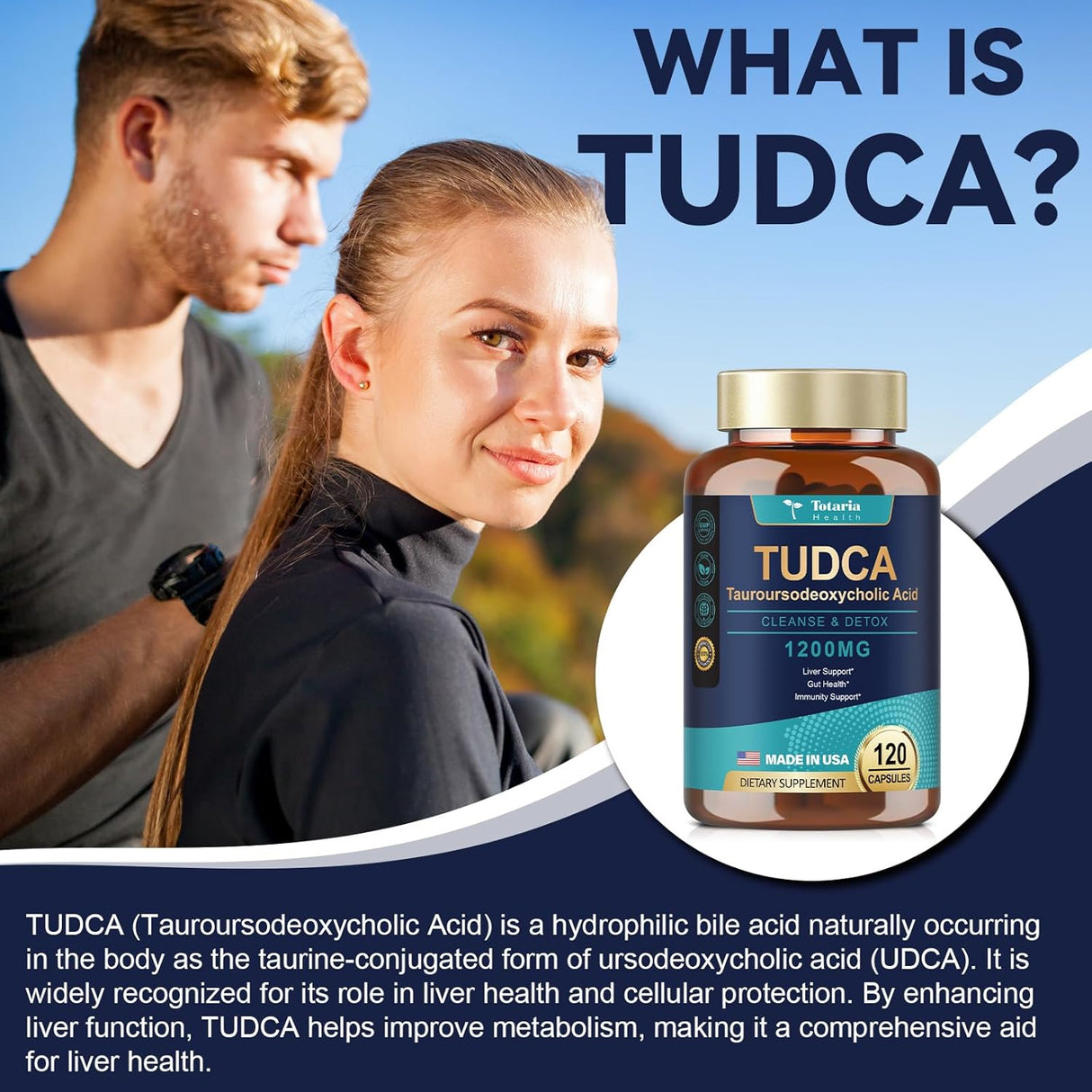 Suplemento TUDCA 1200mg, Ultra Fuerte, 120 Cápsulas