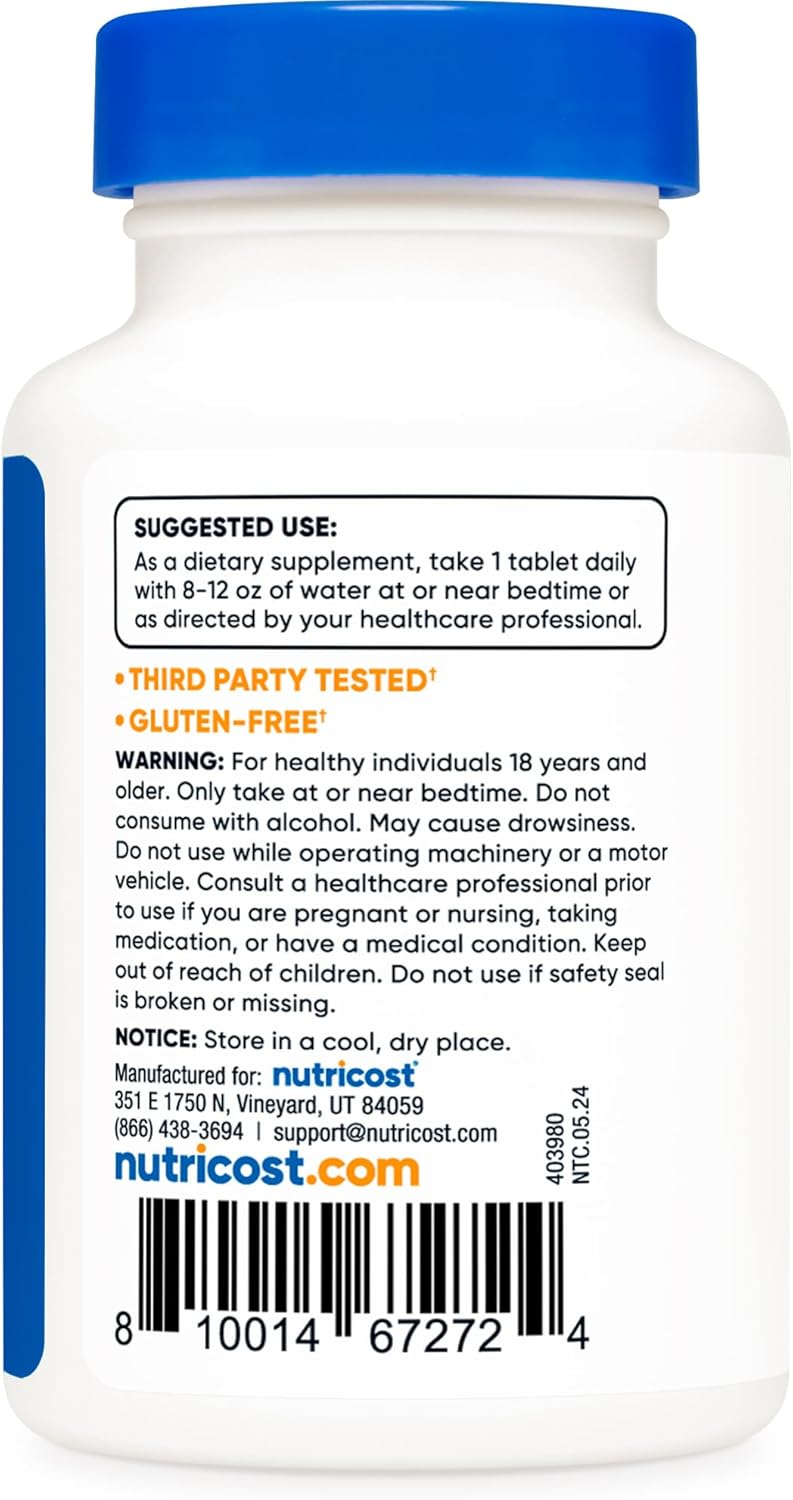 Melatonina 5mg Nutricost, 240 Tabletas, No GMO, Sin Gluten