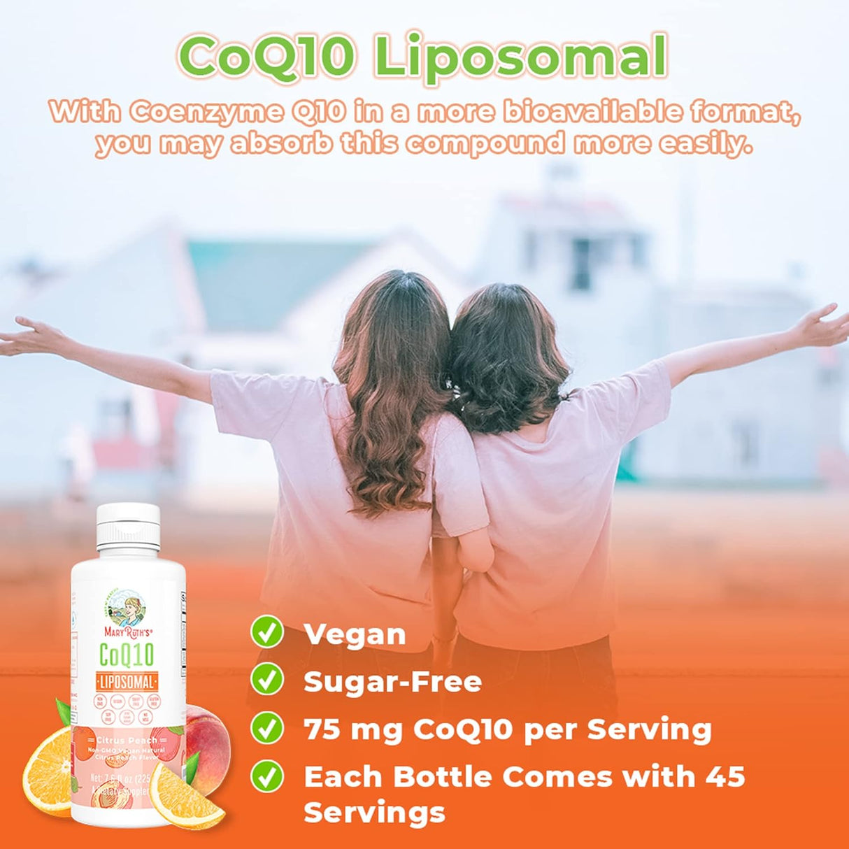 Vitamina líquida CoQ10 para salud cardíaca vegano sin OMG